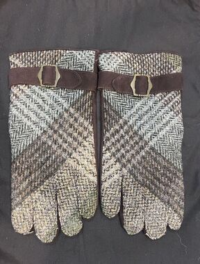 Rag & Bone Plaid & Lambskin Men’s Gloves With Buckle Cashmere Lining Size 9.5